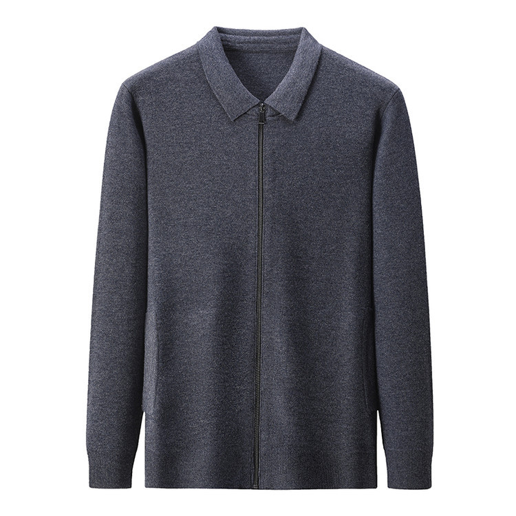 Otoño y invierno de hombre engrosado cardigan de punto suelto simple con solapa de moda de hombre abrigo casual suéter