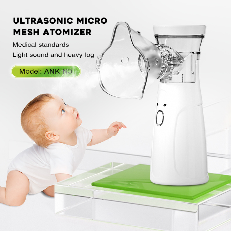 Nebulizador de mano silencioso tipo micro-red para uso doméstico, grado médico, personalizado para niños y ancianos, nebulizador portátil en inglés
