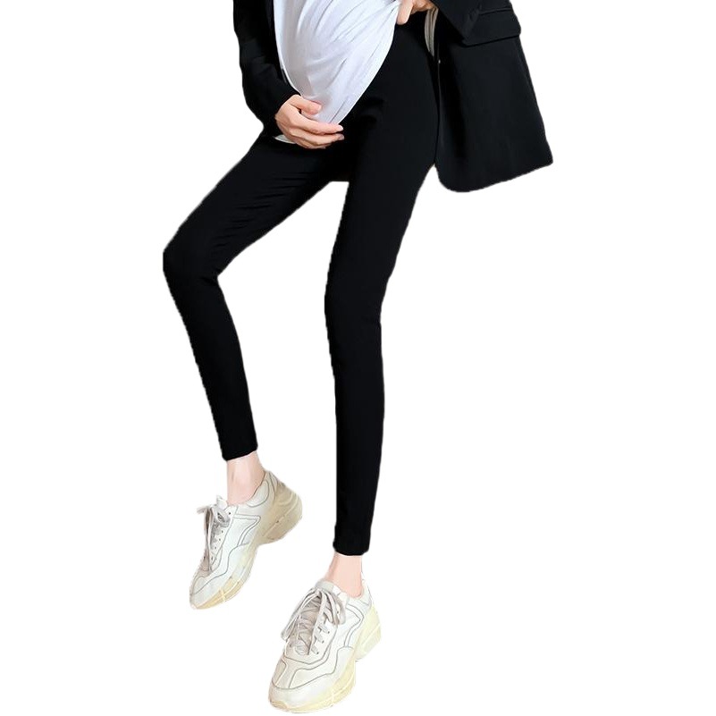 Pantalones de mujer embarazada polainas de primavera y otoño pantalones de soporte del vientre ajustable color sólido Delgado estilo coreano pantalones cortos de mujer embarazada pantalones ajustados image 1
