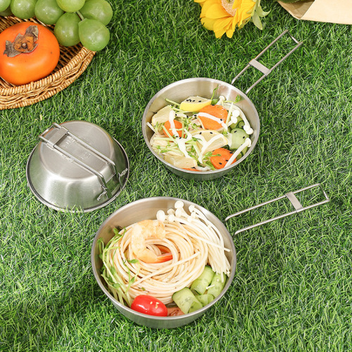 Outdoor Stainless Steel Sella Bowl 304 Food Grade Picnic Camping Tableware Portable Folding Bowl Two-in-One Sella Cup 