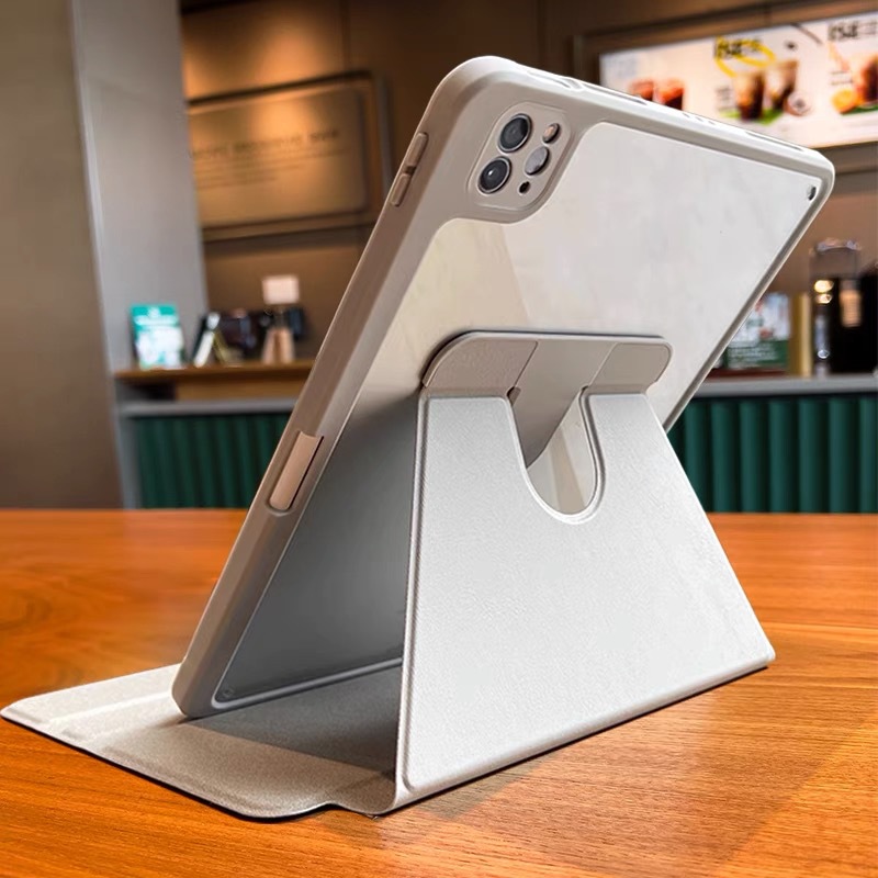 Funda Acrílica Giratoria 720° con Ranura para Lápiz para iPad Pro/Air 5 9.7 10.2 11 Pulgadas