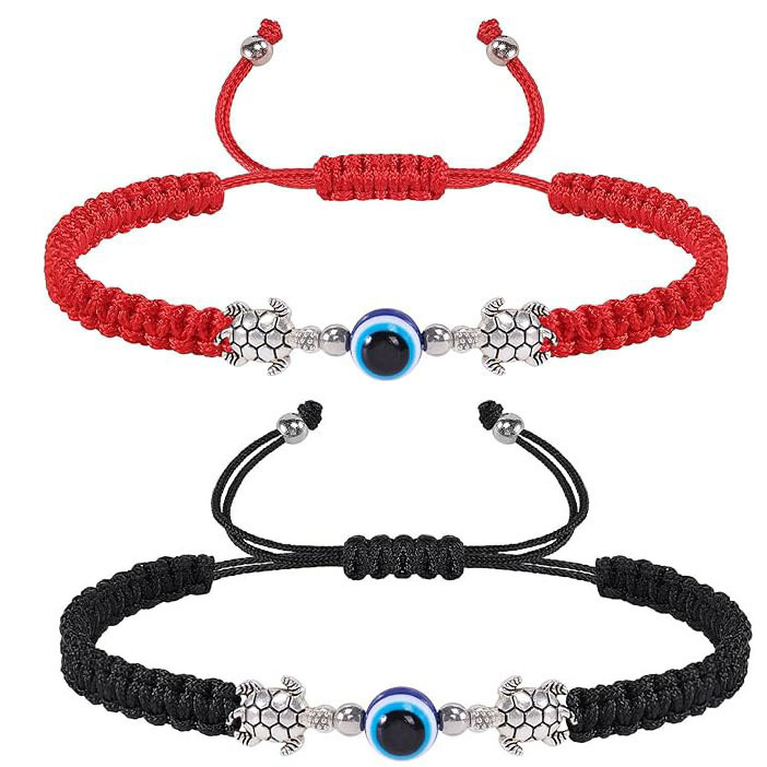 Fashion Red Rope Woven Turtle Beach Couple Friendship Bracelet Set Elephant Flower Woven Adjustable Evil Eye Bracelet