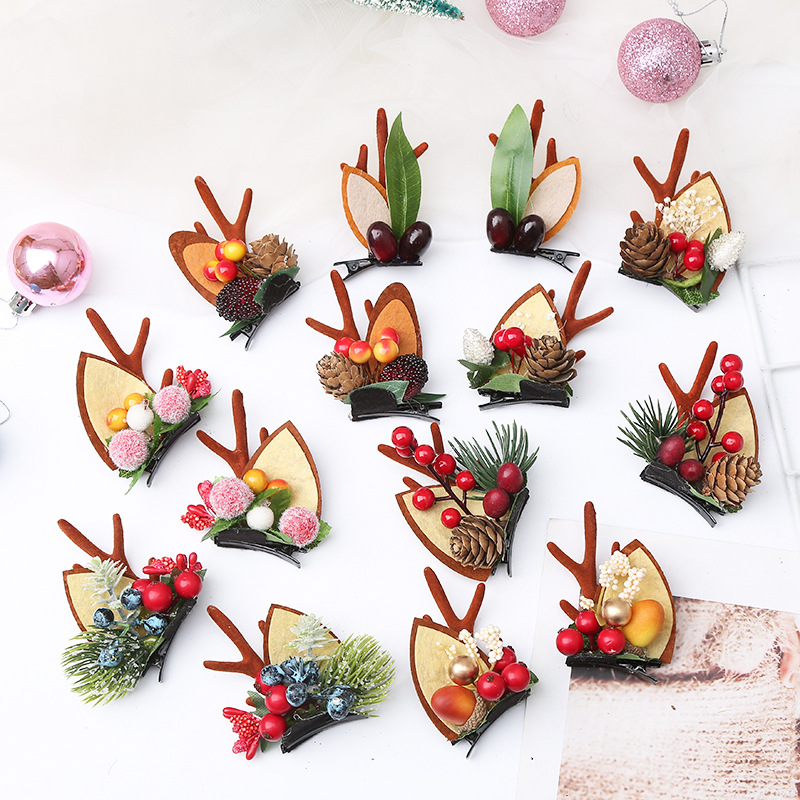 Navidad tocado diadema Nueva simulación Antler diadema Navidad diadema niños flor tocado DIY Navidad tocado