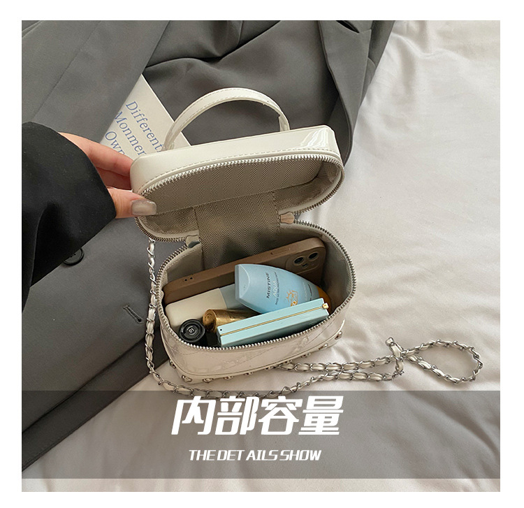 Korean style fashionable handbag for women 2025 summer new style small square bag, simple embroidered thread chain single-shoulder crossbody bag Specification drawing