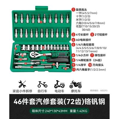 Car repair kit combination Repair kit - 46-piece-auto-repair-set-72-teeth-true-color