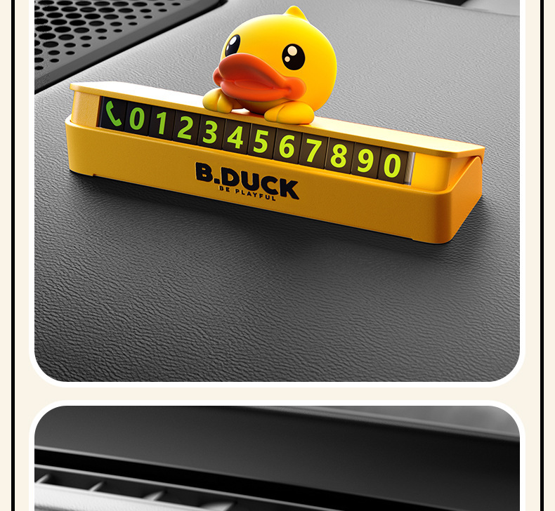 Little Yellow Duck Temporary Parking Phone Number Plate, Hidden Car Moving Number Plate, Cute Car Accessories