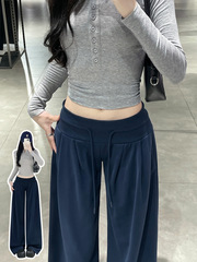美式运动裤女款2025新款阔腿裤宽松bf韩系慵懒舒适松弛感秋季裤子