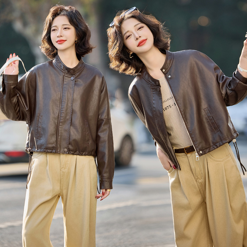 专柜大牌休闲女士皮衣绵羊皮港风韩版潮流宽松气质短款小个子外套