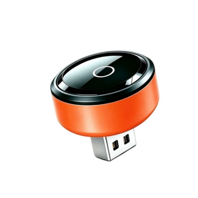 2-in-1 wireless CarPlay and Android Auto screen mirroring adapter, in-car connectivity box (Simsiz CarPlay və Android Auto) - foreign-trade-model-y10-orange-with-adapter