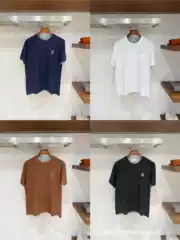 Italian Bc Men's Autumn and Winter New Fashion Embroidered Old Money Style Round Neck T-Shirt Men's Fake Two-Piece Casual Short-Sleeve