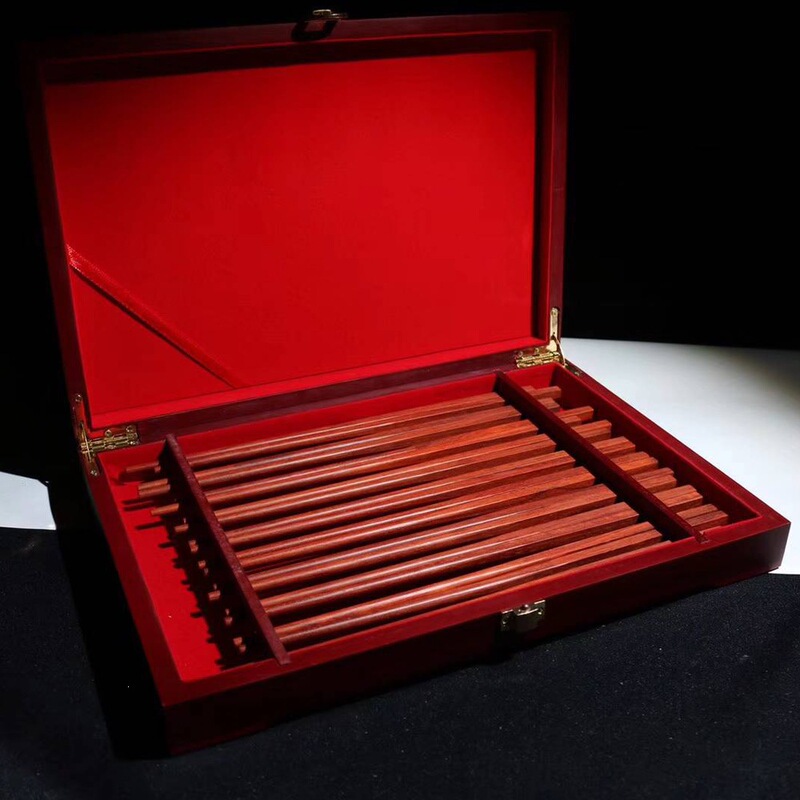 Exquisite Chopsticks Indian Rosewood Gift Box Set Wholesale from Manufacturer Chinese Style Redwood Chopsticks Gift Chopsticks