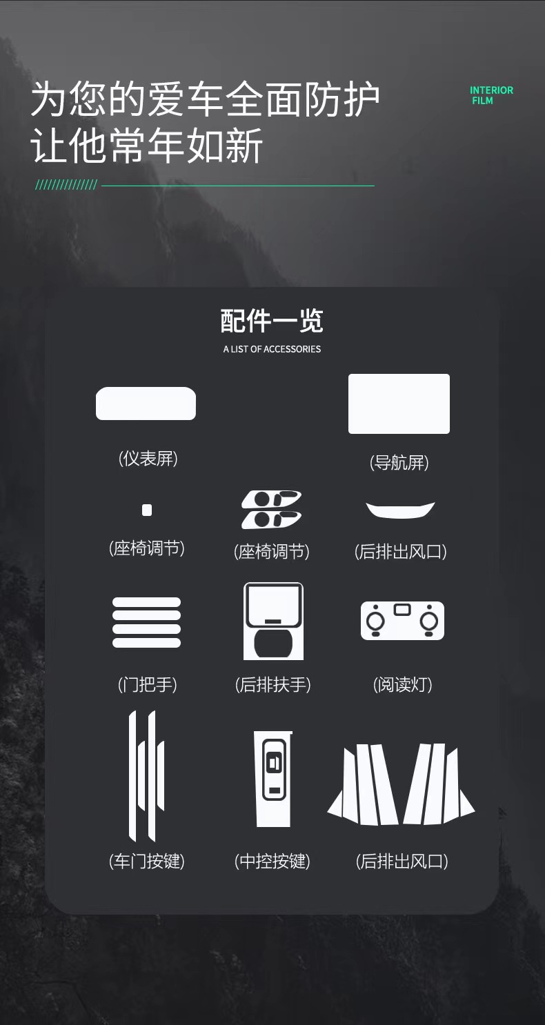 24 models of AITO M5 interior protection film, center console film, navigation screen film, new car interior accessories, and modification parts
