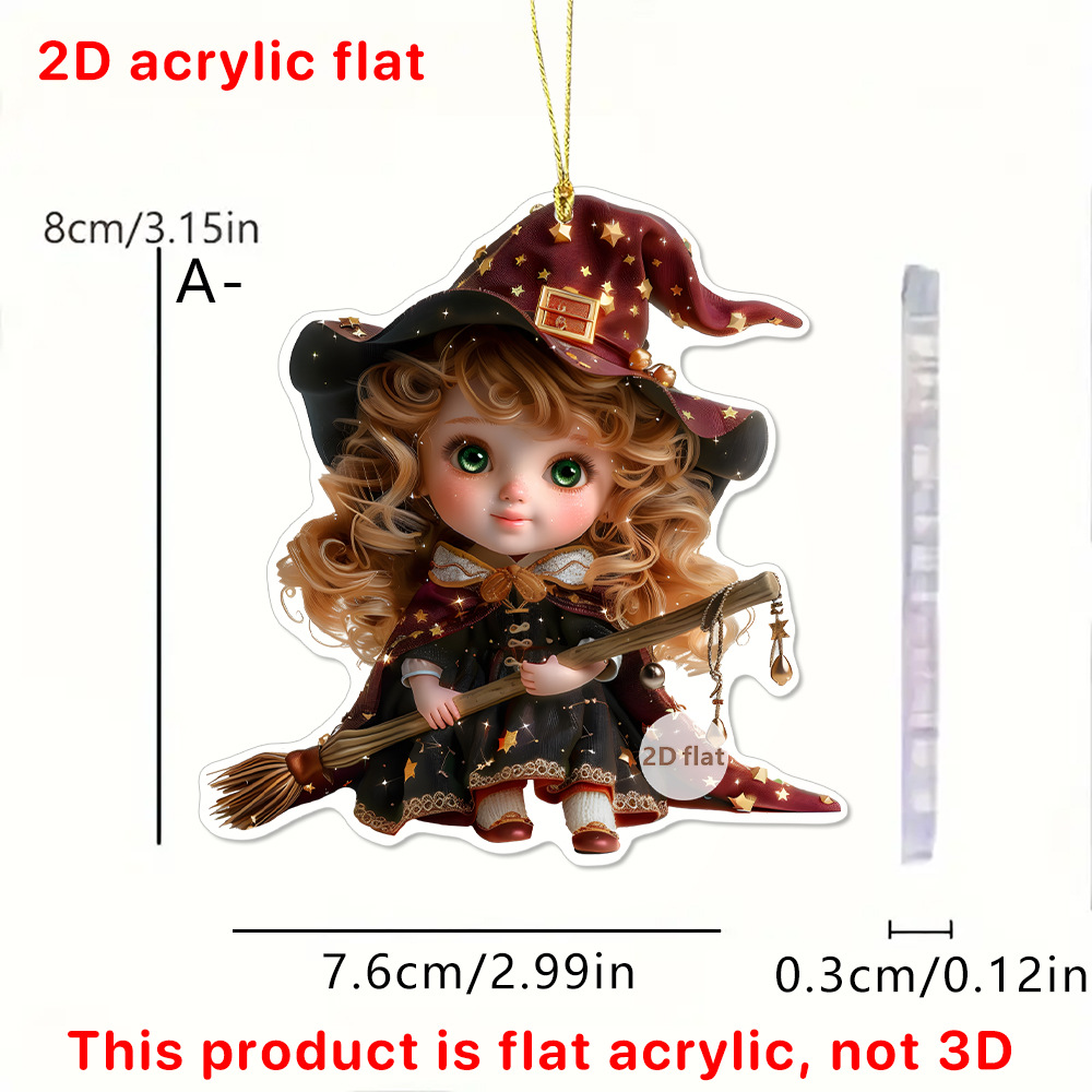 Halloween Púrpura Fairy y Chickpea Cat Keychain Colgante Decoración acrílica 2D Colgante Decoración del automóvil