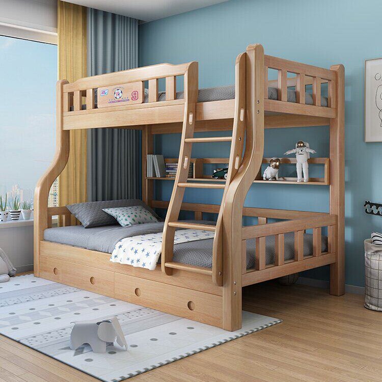 Solid Wood Bed, Oak Multifunctional Bunk Bed, Children's Bed, Double Bed, High and Low Bed, Double Bed with Upper and Lower Bunk Solid Wood Bed, Oak Multifunctional Bunk Bed, Children's Bed, Double Bed, High and Low Bed, Double Bed with Upper and Lower Bunk