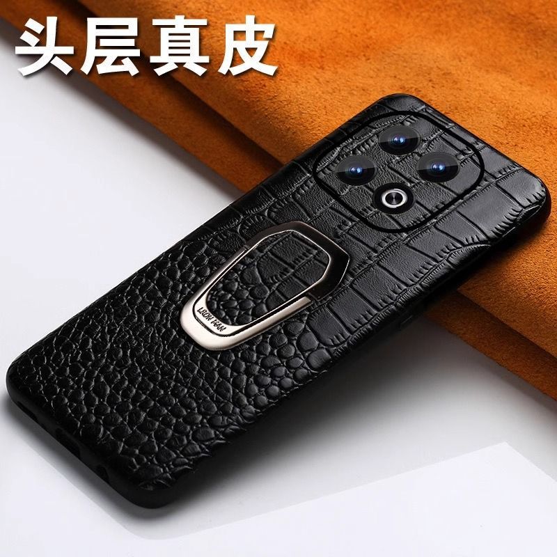 For iQOO12 11 10pro 9 8 7 Neo6se Z7 phone case real head layer leather crocodile pattern men's