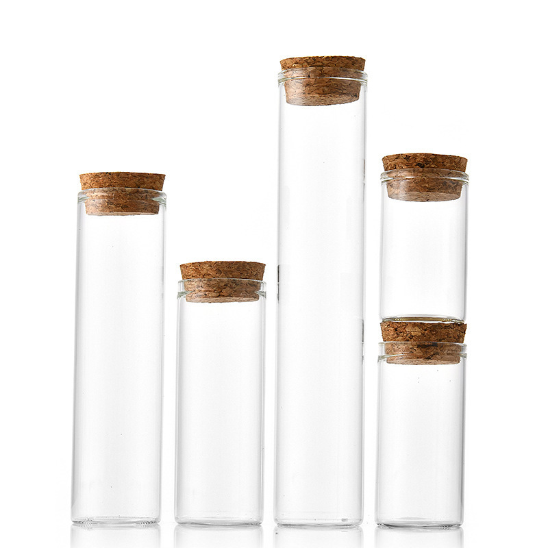 Wholesale 30 Straight-Mouth Glass Bottles with Wooden Stoppers, Flower Tea Bottles, Candy Bottles, Golden Thread Lotus Incense Bottles, Agarwood Tea Packaging Bottles