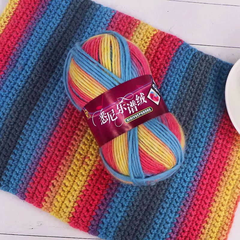 乐谱线编织帽子彩虹线悉尼彩虹线手编diy围巾毯子冰岛毛棒针粗线