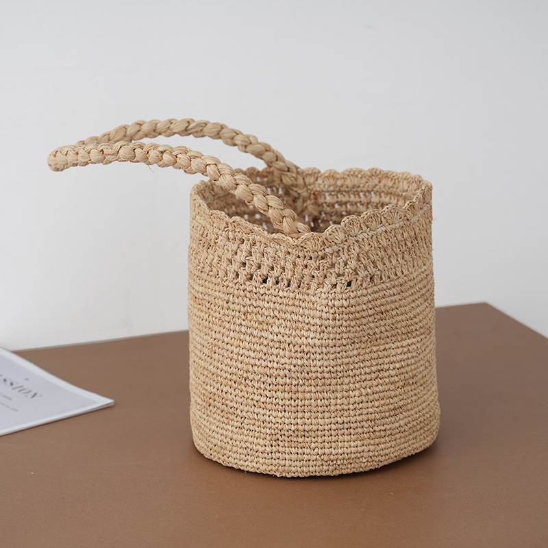 Women's Vacation Woven Raffia Bucket Bag, Hollow-Out Straw Handbag, Seaside Casual Tote & Shoulder Bag Wholesale - Thumbnail 2