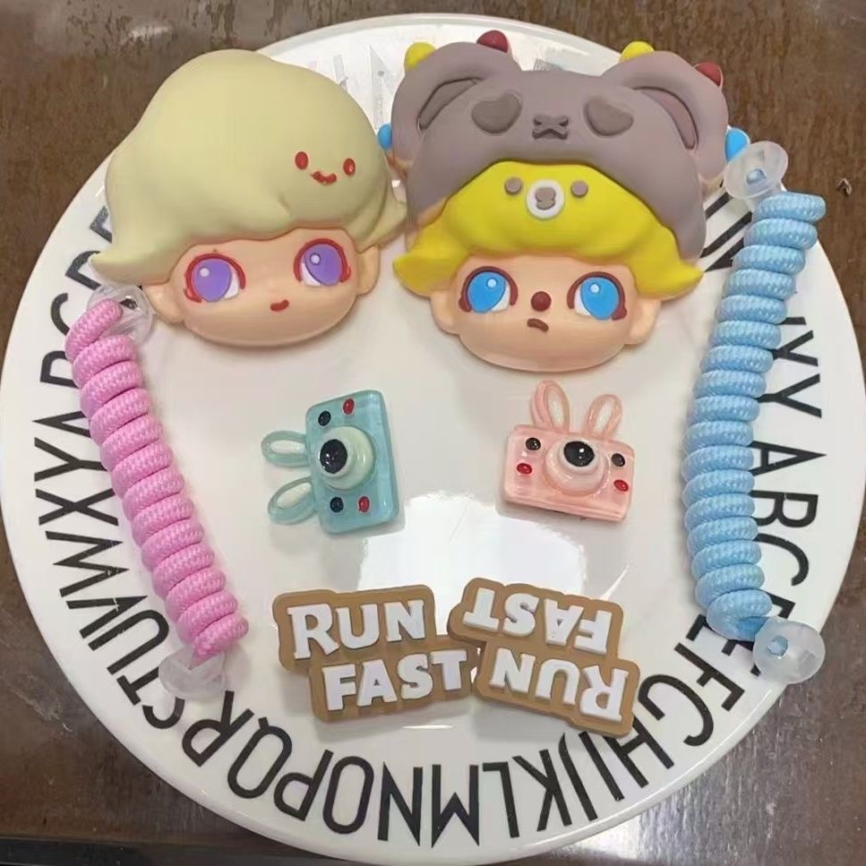 풍선 + 마시멜로 [소형 액세서리 6개] 블루와 핑크