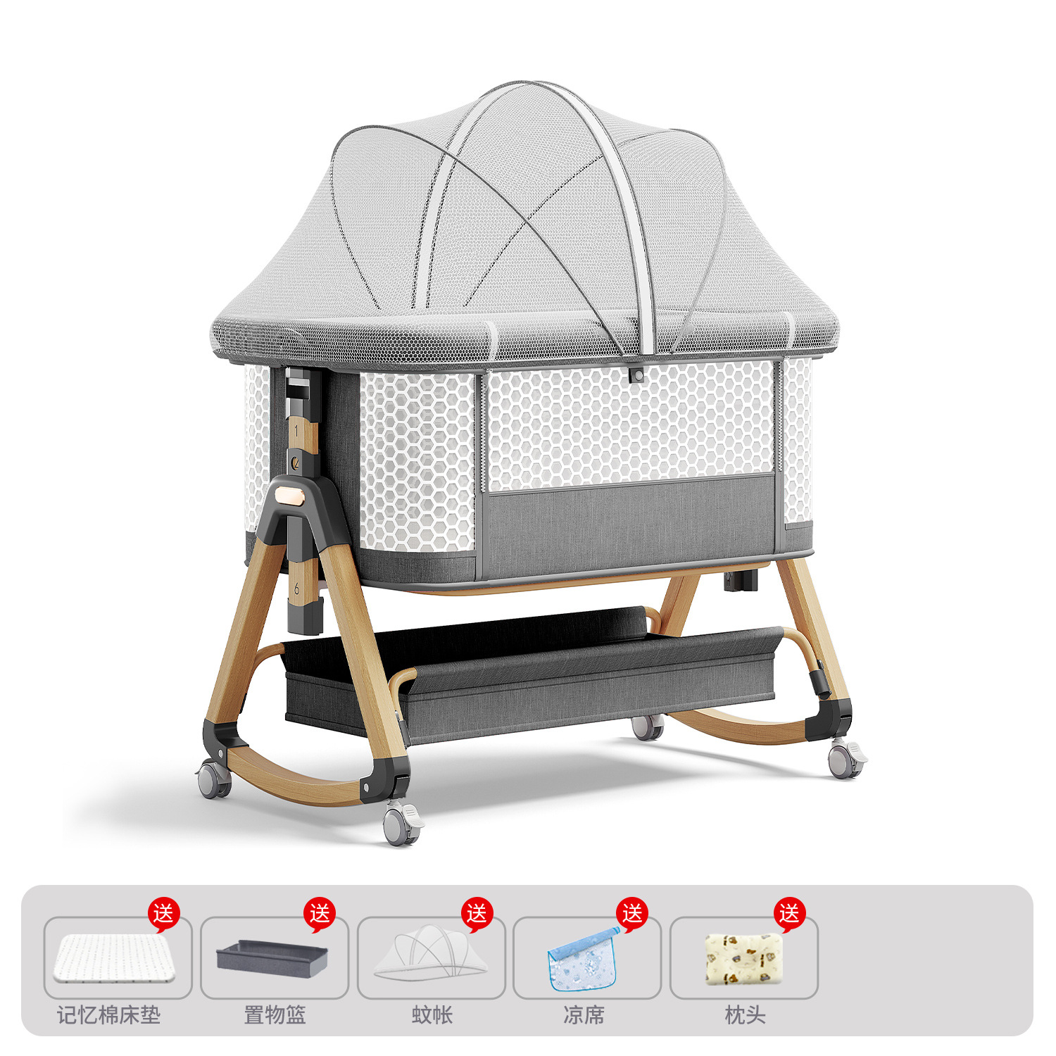 Cama de bebé móvil portátil cuna cama plegable multifuncional BB cama para recién nacidos empalme cama grande