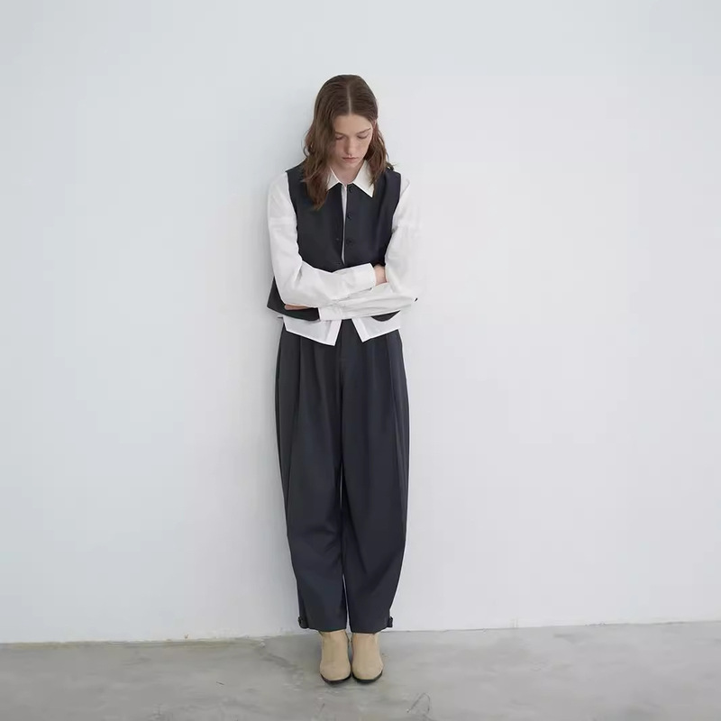 Love and Nancy Thirteen Lines Autumn Loose High-Waisted Casual Pleated Straight-Leg Trousers for Women 30906 High-Waisted Slimming