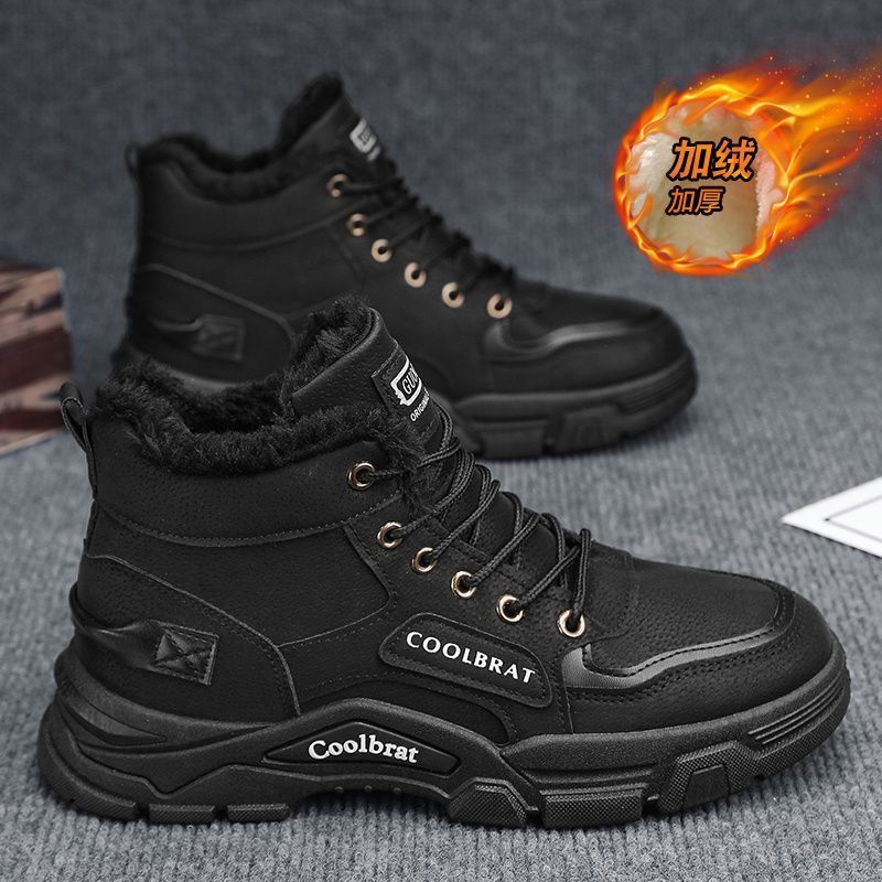 Zapatos de hombre de alto nivel 2025, invierno nuevo estilo de ropa de trabajo, montaña al aire libre, invierno más zapatos de algodón, botas de protección laboral, sitio de construcción Martin