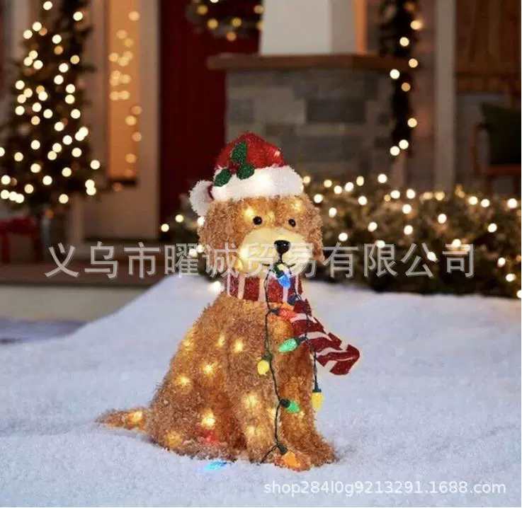 Amazon New Dog Рождественский сад Плоский подключаемый светодиодный свет Рождественские украшения Акриловые ремесла