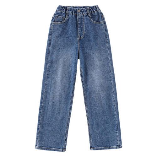Girls Simple Denim Wide Leg Pants Spring and Autumn Trousers  New Outerwear Pants Korean Style Loose Denim Wide Leg Pants