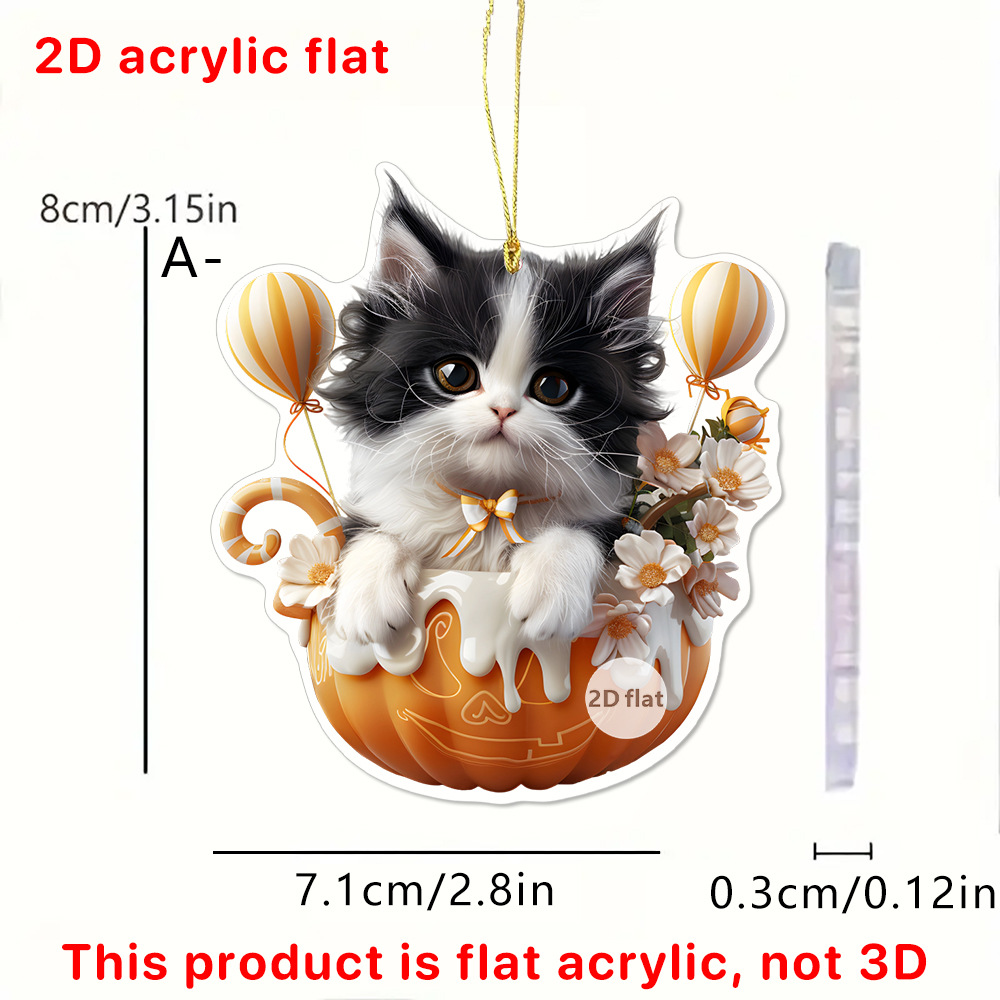 Halloween Púrpura Fairy y Chickpea Cat Keychain Colgante Decoración acrílica 2D Colgante Decoración del automóvil