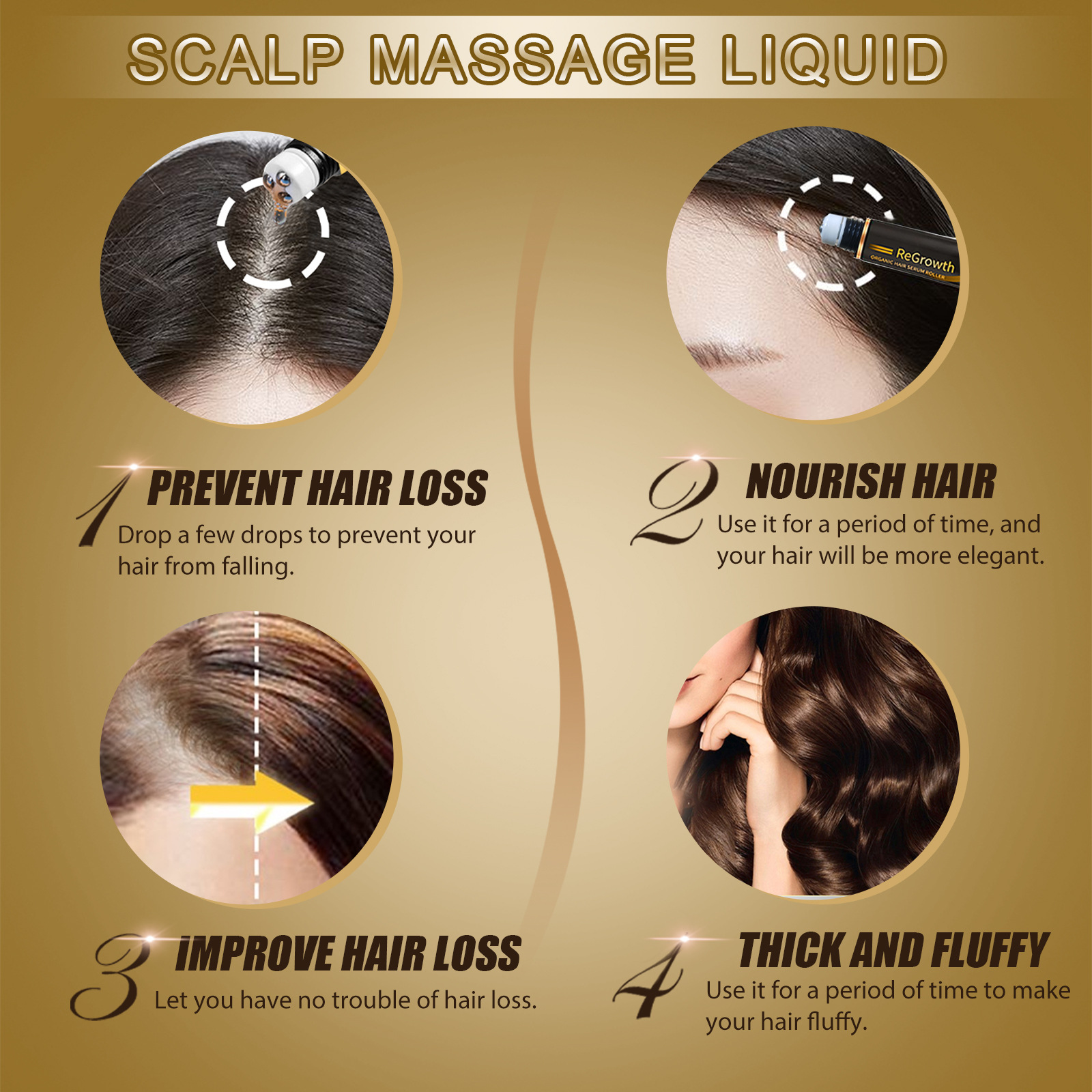 EELHOE Roll-on hårväxtmassage Stimulerar hårbotten, ger näring till hårrötterna och gör hårrötterna tjockare med Polygonum multiflorum näringslösning_voghion.com