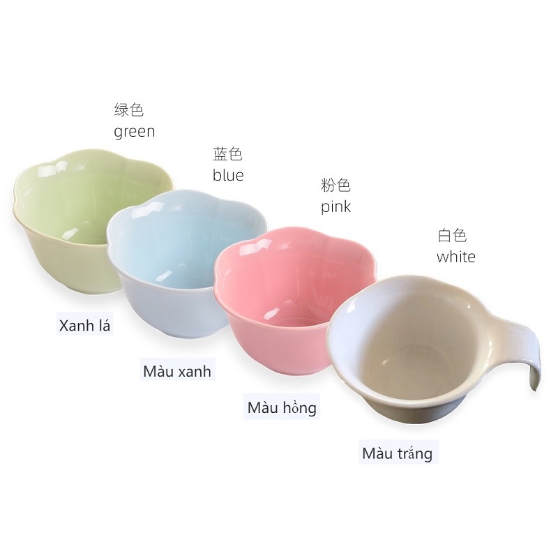 Taza de cerámica en forma de flor con mango Tazón de cocina occidental Tazón pequeño Taza medidora horneada en horno Taza de pudín de yogur Tazón de aderezo para ensaladas