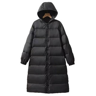 羽绒服女2025冬季新款欧版加厚大码连帽长款白鸭绒羽绒衣外套潮