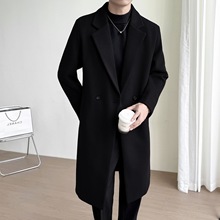 毛呢大衣男中长款多巴胺长款外套风衣男韩系时尚轻奢上衣
