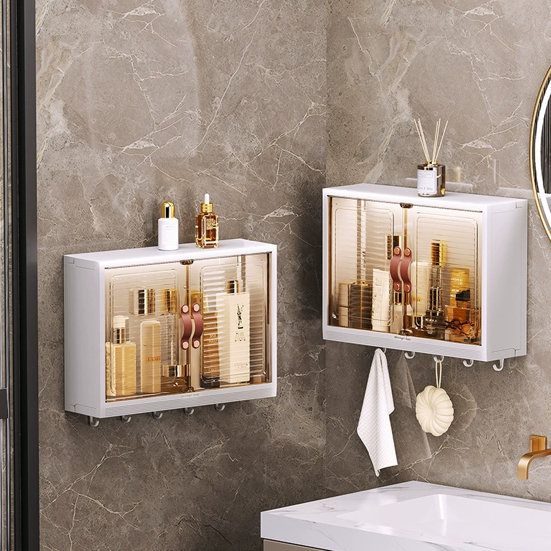 Increased wall -mounted storage box house -free bathroom cotton cotton cotton transparent storage cabinet jewelry shelf