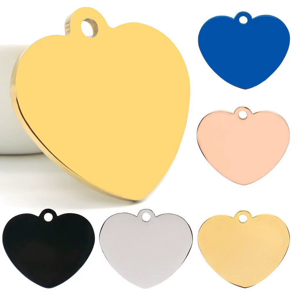 Трансграничная любовь из нержавеющей стали, лазерная гравировка, пустая металлическая бирка в форме сердца, домашнее животное против потери, праздничное благословение