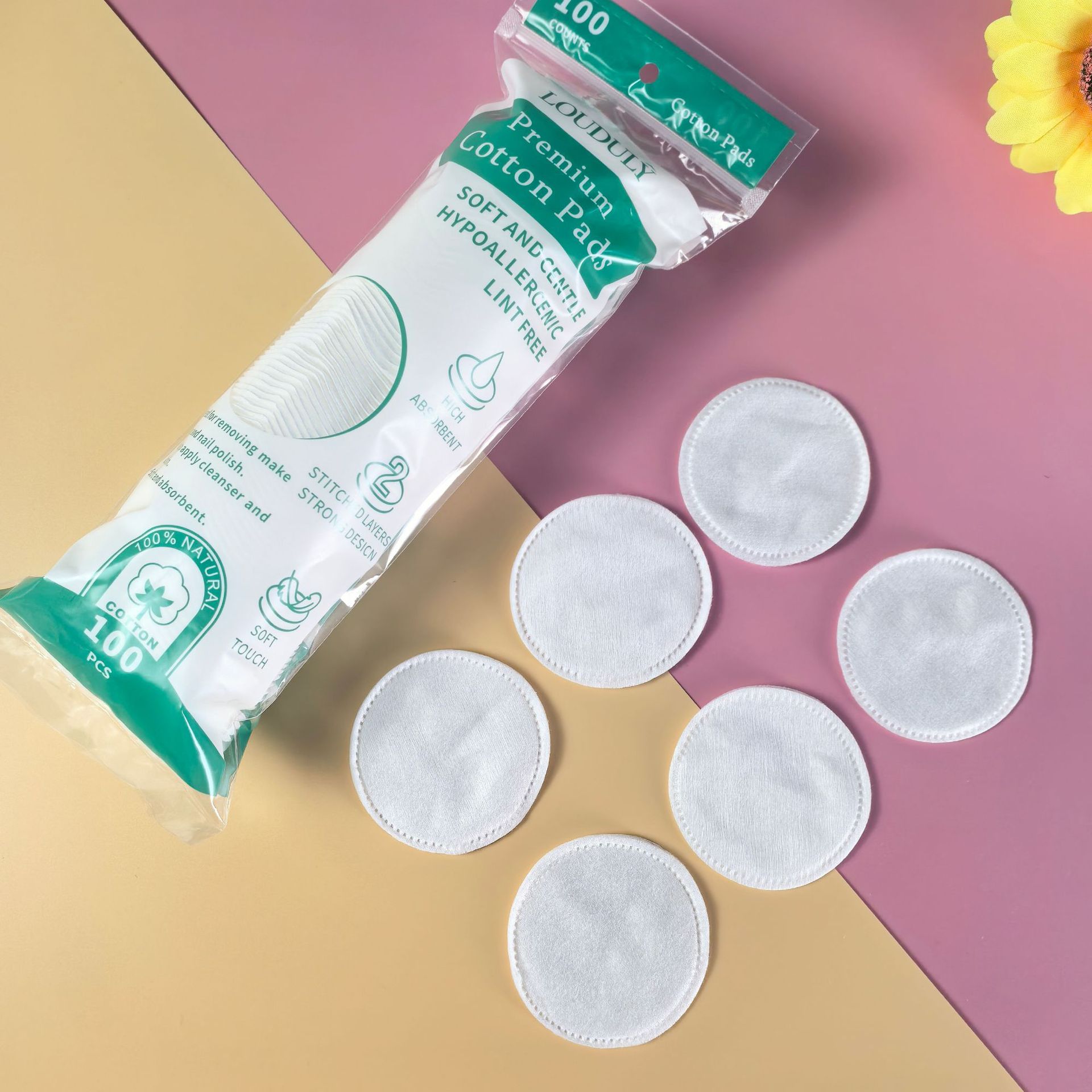 Desmaquillador desechable Algodón Redondo Algodón de maquillaje Ojos y labios Desmaquillador Espesar Algodón Algodón Pañuelo Desmaquillador de borde con agujero de alfiler Inglés