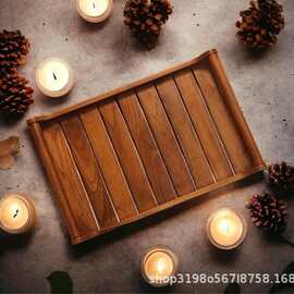 木托盘带手柄木制托盘家用餐具餐盘咖啡桌茶盘点心盘烧烤托盘