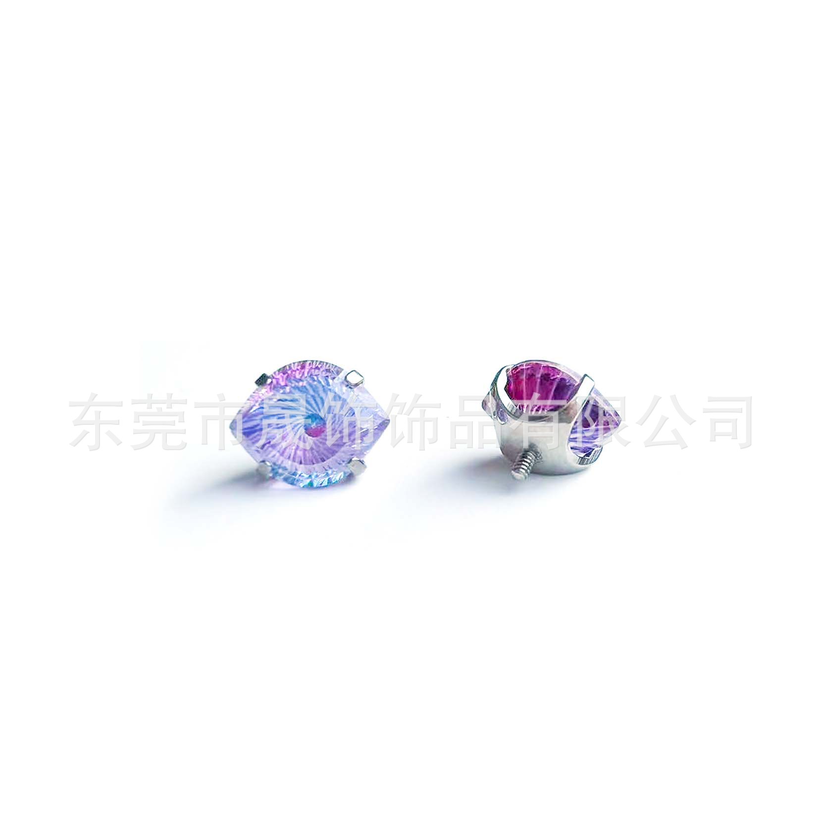 F136 Titanium Alloy Ear Stud 恶魔之眼天使之眼碗底 Prong Studded Cubic Zirconia Labret Stud G23 Piercing Jewelry 头