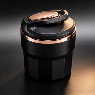 with LED blue light that illuminates: Car ashtray - champagne-colored-low-profile-model-h115outer-diameter-77mm