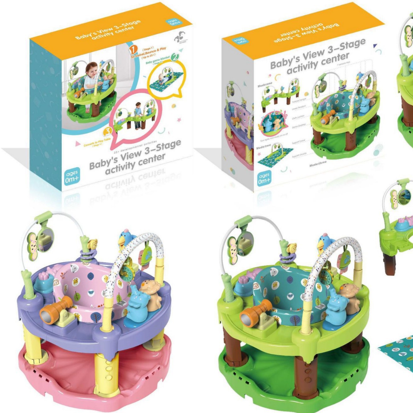 Centro de Actividades y Silla de Saltos para Bebé de PVC Giratorio 360 Grados con Música