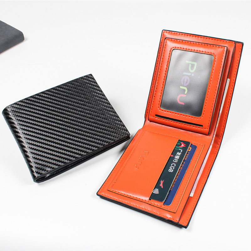 New Foreign Trade Hot-Selling Carbon Fiber Wallet Men's Card Holder Large Capacity Multi-Card Slot Coin Slot Short Wallet Wallet