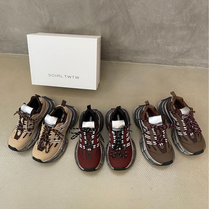 Sgirl Twtw Patchwork Thick-Soled Height-Increasing Dad Shoes for Women 2025 New Versatile Petite Casual Sneakers Trendy
