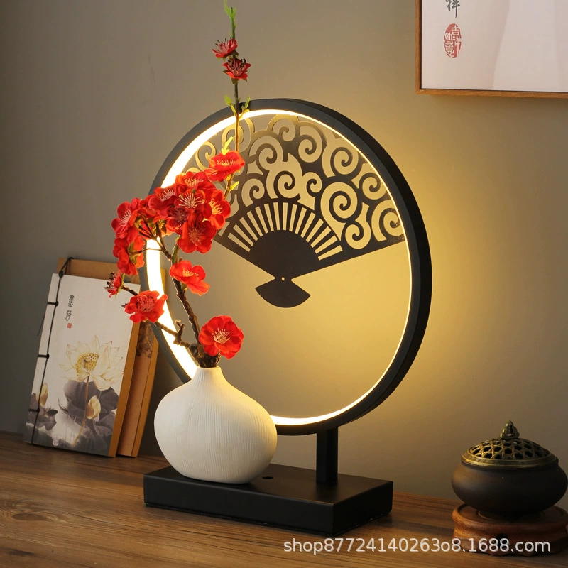 Table lamp Chinese style creative lantern, remote control bedside decorative lamp
