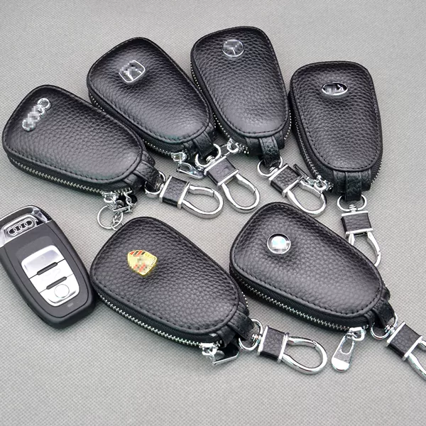 Top Layer Cowhide Car Remote Control Protective Cover Car Key Case Unisex Various Car Logo Leather Car Key Case