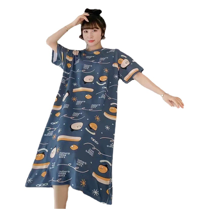 Nuevo pijama de talla grande pijama de verano para mujer camisón de dibujos animados lindo suelto manga corta para mujer ropa de maternidad para el hogar