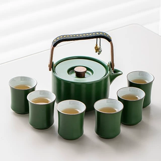 汝窑茶具套装家用2025款功夫茶壶陶瓷高档办公室轻奢客厅喝茶泡茶