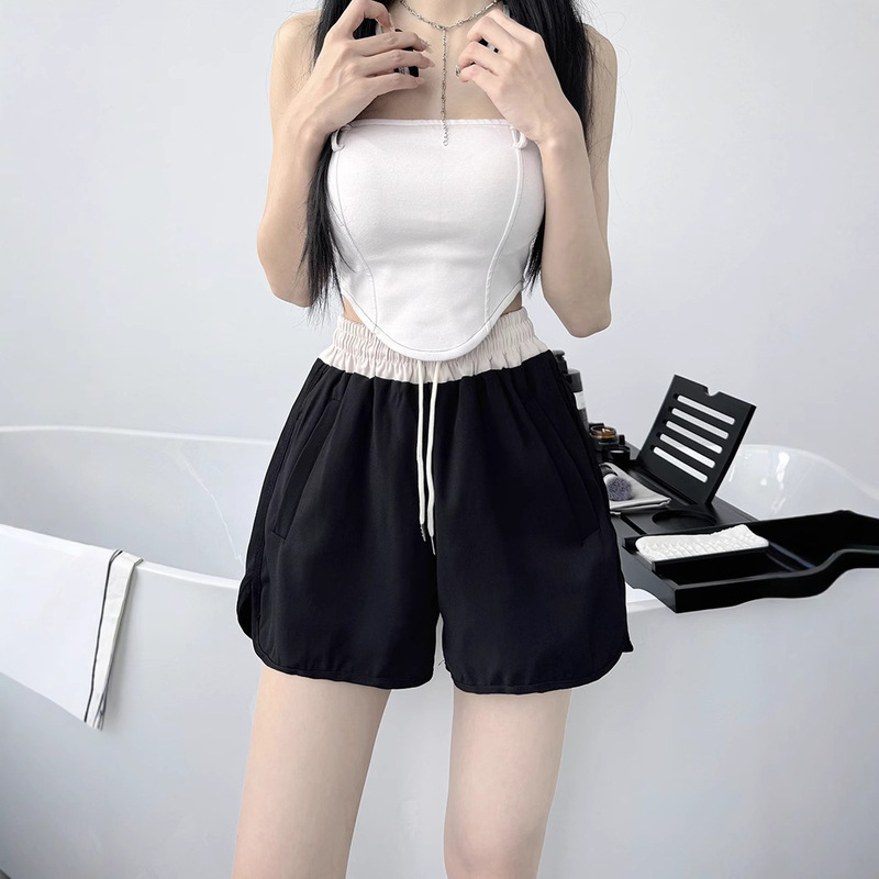 Loose Women's Shorts Summer New Women's Sports All-match Loose Waist Wide Leg Pants Color Matching Slimming High Waist Hot Pants Loose Women's Shorts Summer New Women's Sports All-match Loose Waist Wide Leg Pants Color Matching Slimming High Waist Hot Pants
