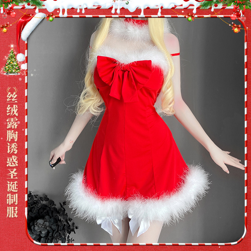 新款情趣内衣性感睡衣诱惑红色圣诞装纯欲包臀裙女战袍小胸免脱