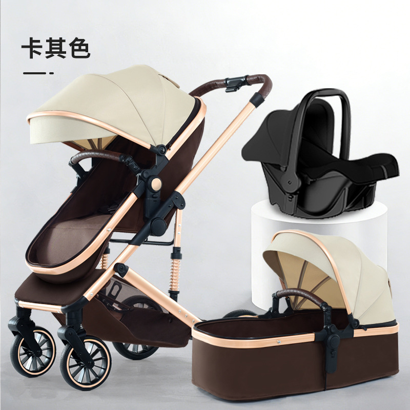 Personalizado alto paisaje cochecito de bebé se puede sentar y acostarse plegable cuatro estaciones cochecito de bebé universal cuatro ruedas antichoque coche bb