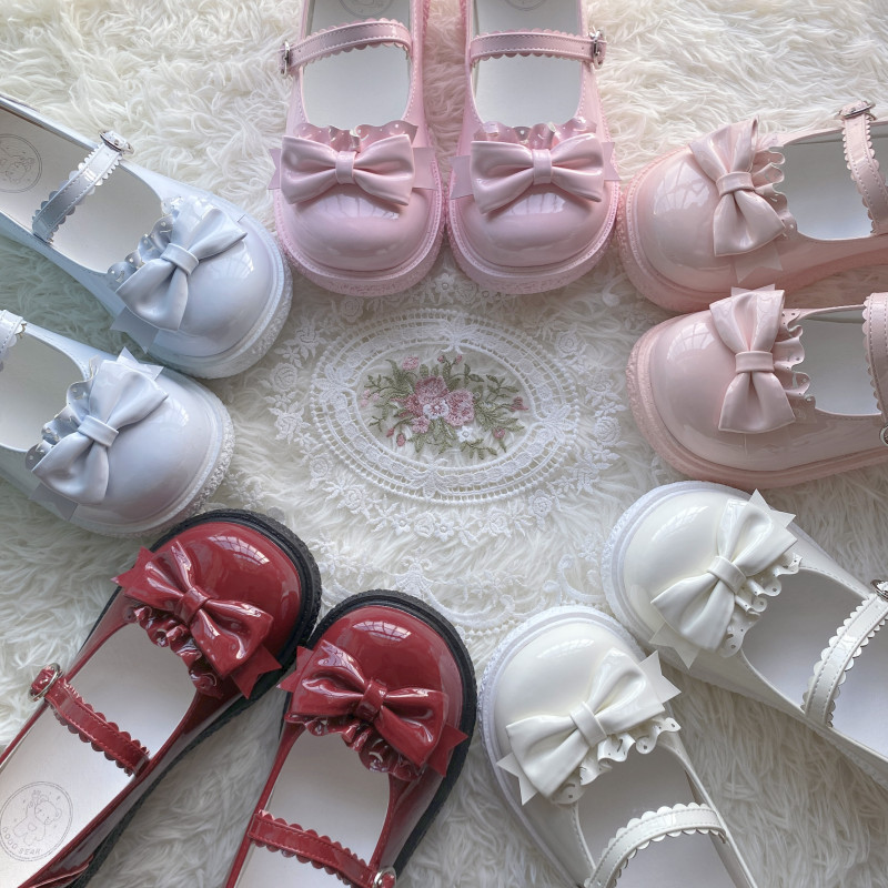 In-Stock Fast Delivery Small Round Sweet Cream-Soled Original Lolita Women's Shoes with Bowknot Soft Sole Height-Increasing Doll Shoes